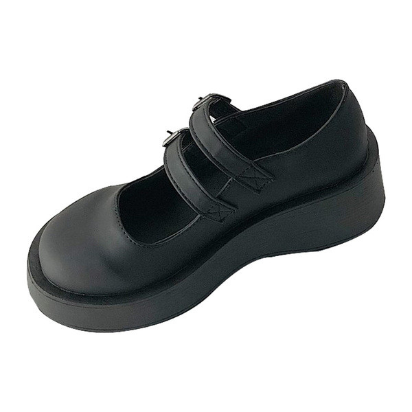 Női cipő eko bőrből, magas talppal és pánttal