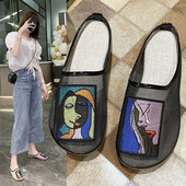 Modern női papucs hálóval és hímzéssel