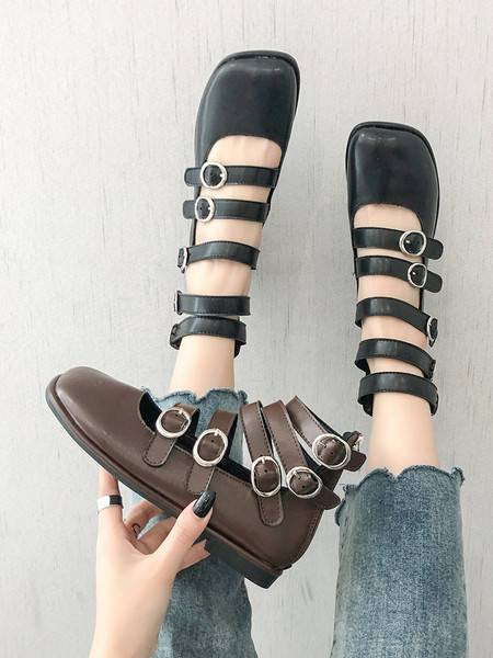 Öko bőrből készült, pántos női alkalmi cipő új modellje