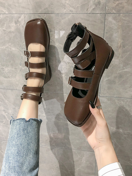 Öko bőrből készült, pántos női alkalmi cipő új modellje