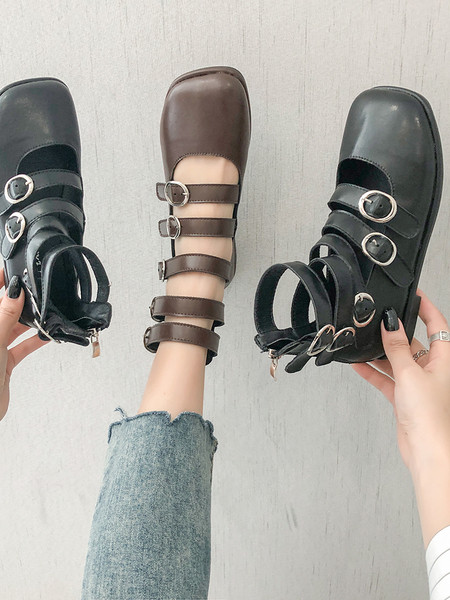 Öko bőrből készült, pántos női alkalmi cipő új modellje