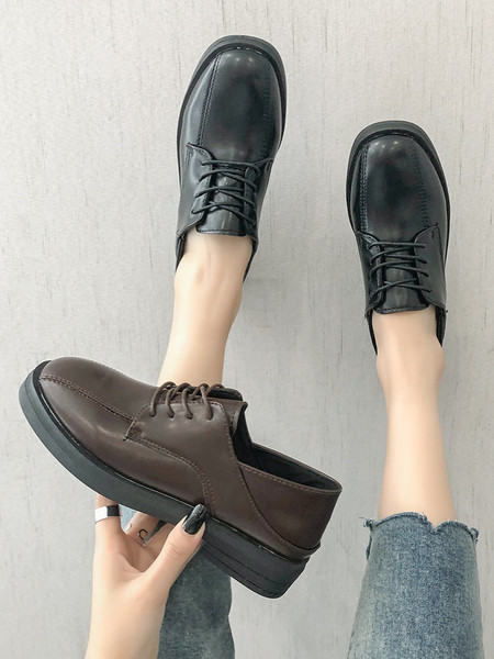 Casual ženske cipele od eko kože sa vezicama i ravnim đonom