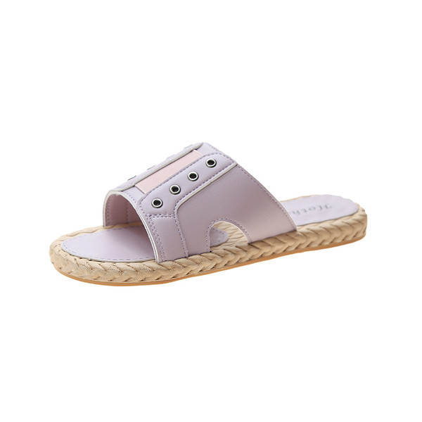 Eko bőrből készült, hétköznapi női papucs lapos talppal