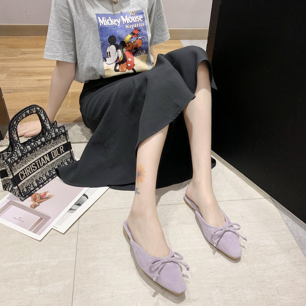 Velúr női papucs szalaggal