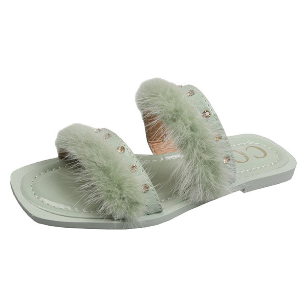 Modern női papucs lapos talppal és pehellyel