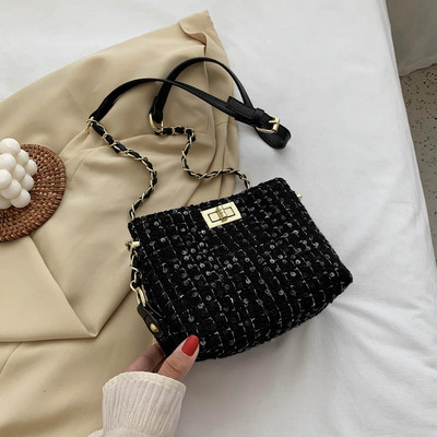 Moderna ženska torba sa šljokicama i kopčom