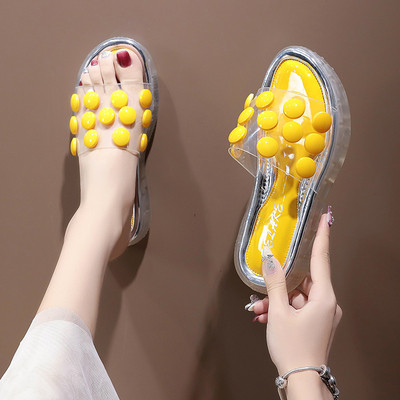 Modern női alkalmi papucs átlátszó résszel