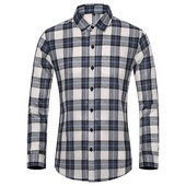 Vyriškų languotų marškinėlių modelis ilgomis rankovėmis