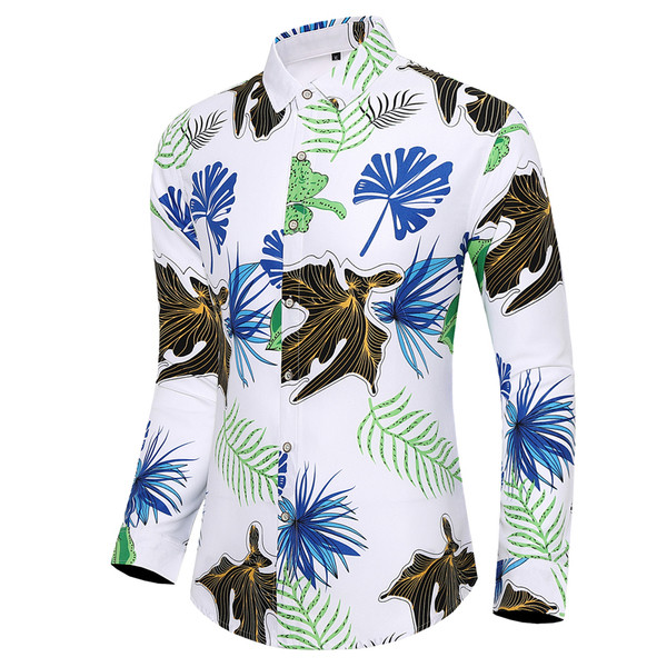 Modernūs vyriški marškiniai ilgomis rankovėmis ir gėlių raštu