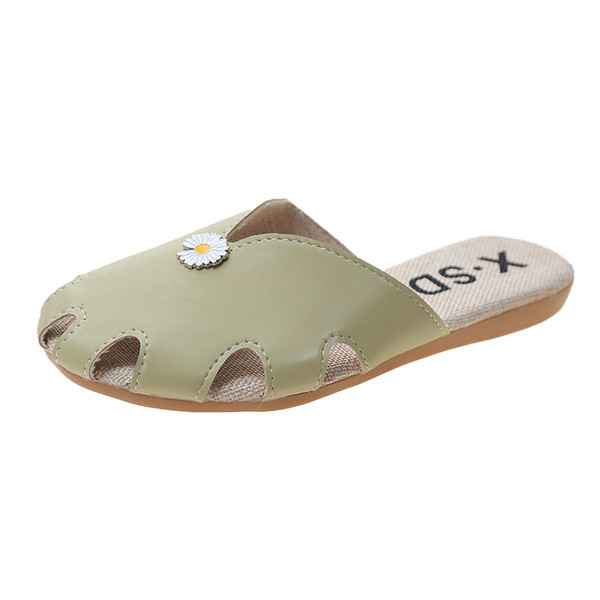 Modern női zárt papucs 3D virággal