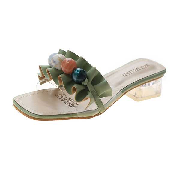 Modern női papucs átlátszó szögletes sarokkal