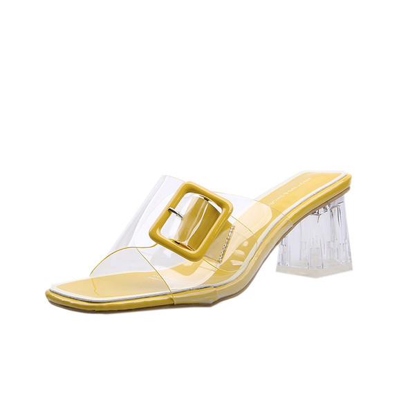 Női papucs átlátszó szögletes sarokkal