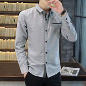 Új modell férfi ing hosszú ujjal és klasszikus gallérral