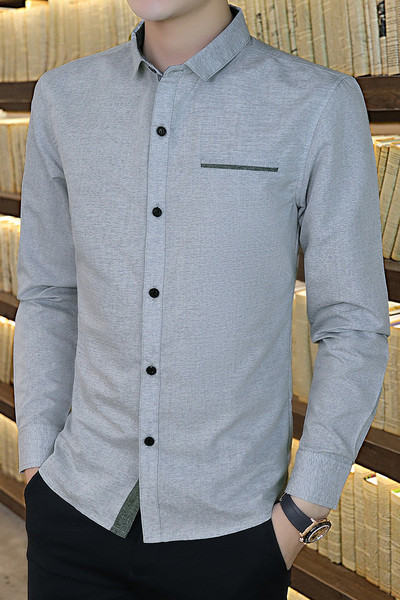 Új modell férfi ing hosszú ujjal és klasszikus gallérral