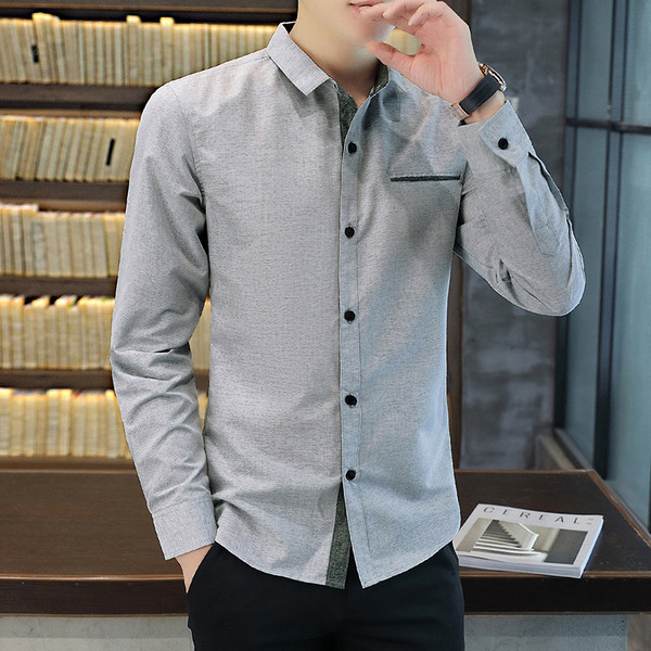 Új modell férfi ing hosszú ujjal és klasszikus gallérral