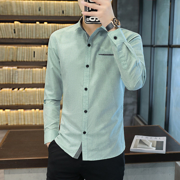 Új modell férfi ing hosszú ujjal és klasszikus gallérral