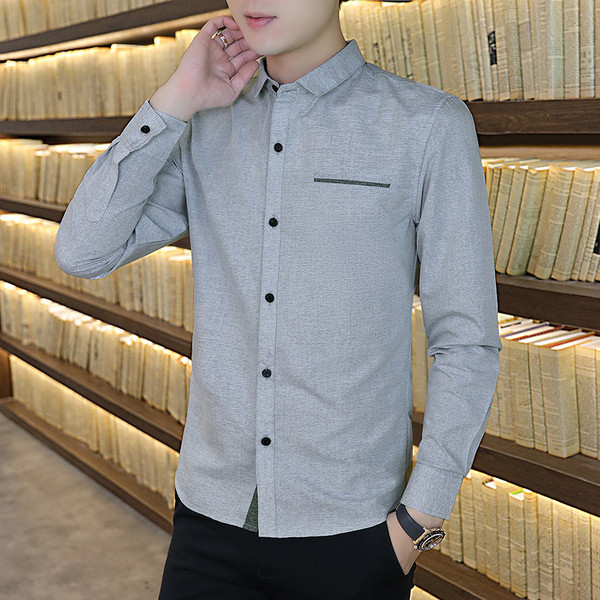 Új modell férfi ing hosszú ujjal és klasszikus gallérral