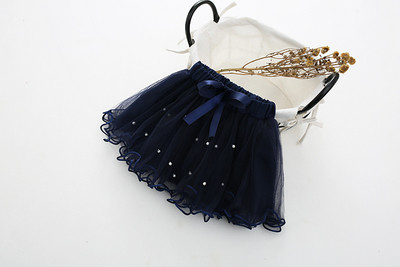 Fusta copii pentru fete cu panglica si perle