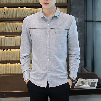 Modernūs vyriški marškiniai su kišenėmis ir ilgomis rankovėmis