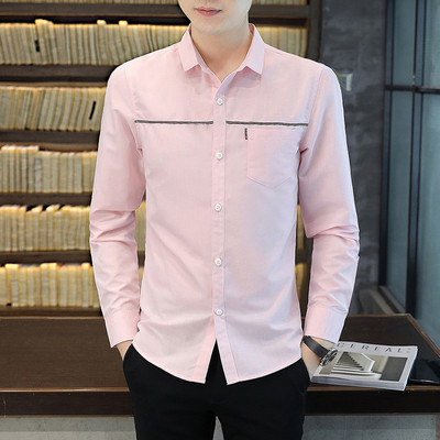 Modernūs vyriški marškiniai su kišenėmis ir ilgomis rankovėmis