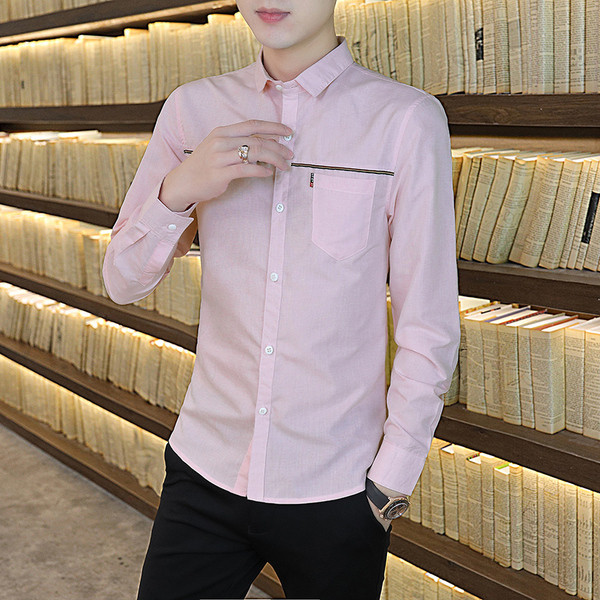 Modernūs vyriški marškiniai su kišenėmis ir ilgomis rankovėmis