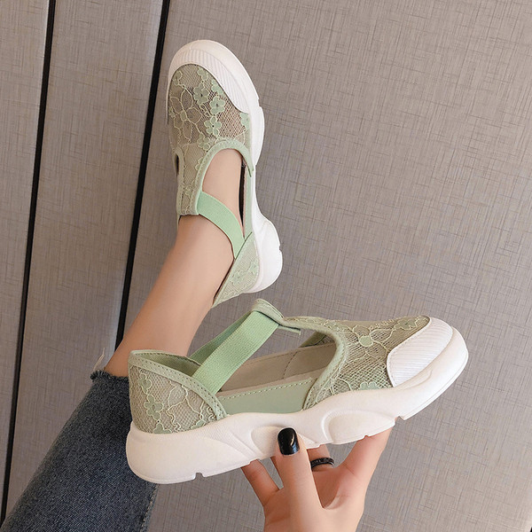 Női alkalmi cipő lapos talppal és hálóval