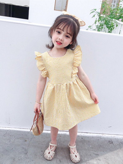 Kockás gyerekruha lányoknak szabású modell szalaggal