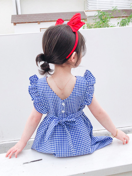 Kockás gyerekruha lányoknak szabású modell szalaggal