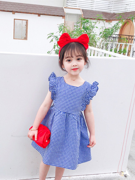 Kockás gyerekruha lányoknak szabású modell szalaggal