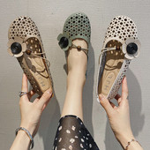 Pantofi casual dama din piele cu talpa plata si floare