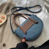 Modern női kerek táska hosszú és rövid fogantyúval