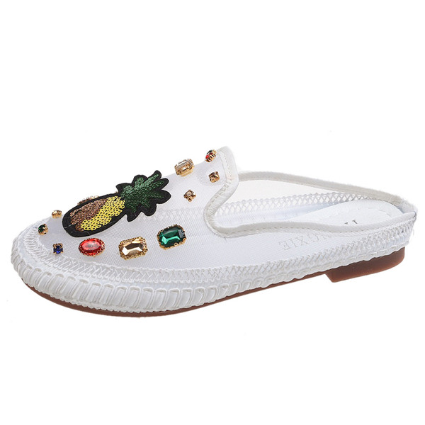 Modern női papucs hálóval, flitterekkel és kövekkel