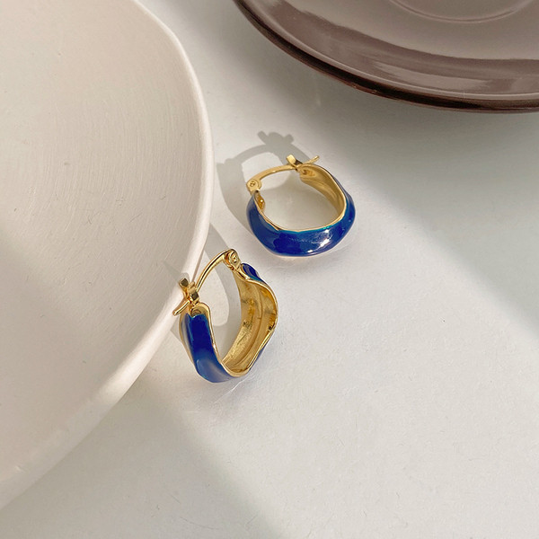 Kék női fülbevaló kerek formában