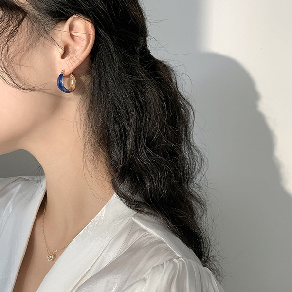 Kék női fülbevaló kerek formában