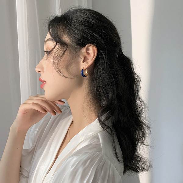 Kék női fülbevaló kerek formában