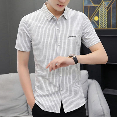 Modern férfi ing hímzéssel és rövid ujjal