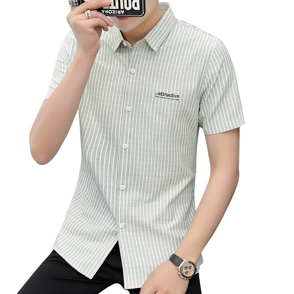 Modern férfi ing hímzéssel és rövid ujjal