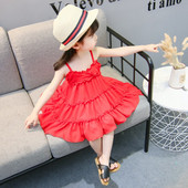 Vékony pántos piros gyerekruha lányoknak