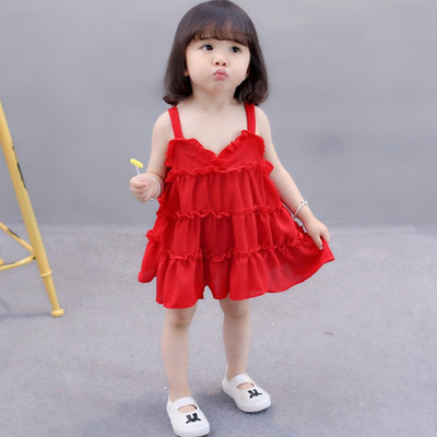 Vékony pántos piros gyerekruha lányoknak