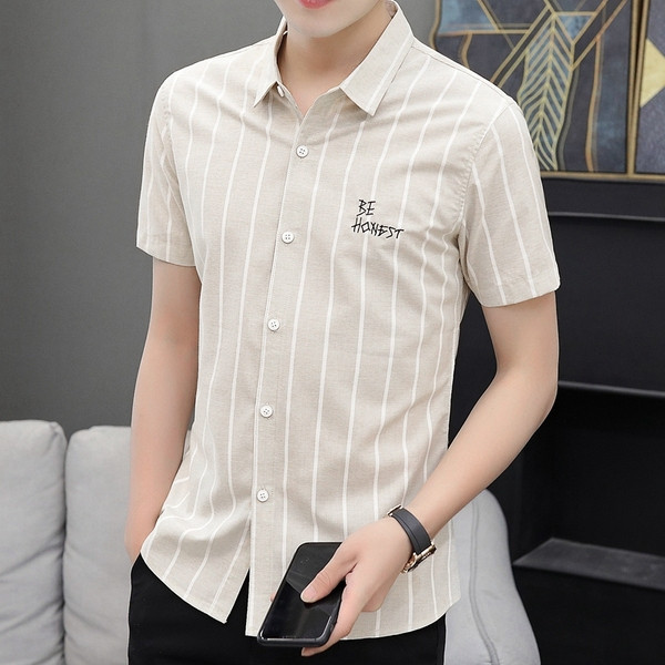 Meeste vabaaja särk tikandite ja lühikeste varrukatega