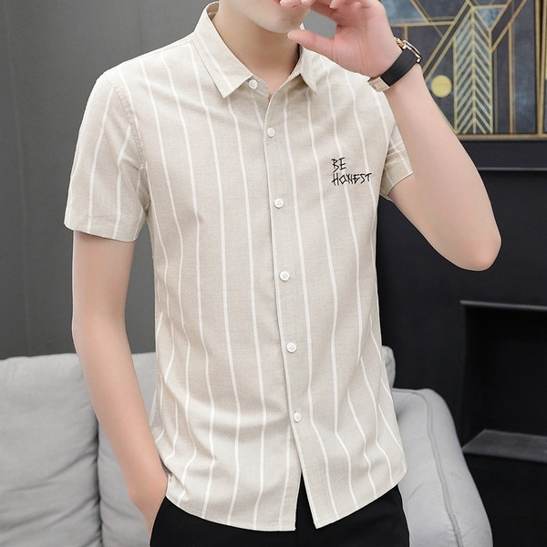 Meeste vabaaja särk tikandite ja lühikeste varrukatega