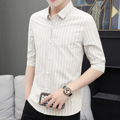 Aktuális férfi ing 3/4-es ujjal és klasszikus gallérral