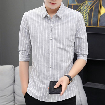 Aktuális férfi ing 3/4-es ujjal és klasszikus gallérral