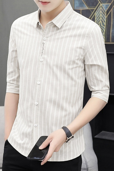 Aktuális férfi ing 3/4-es ujjal és klasszikus gallérral