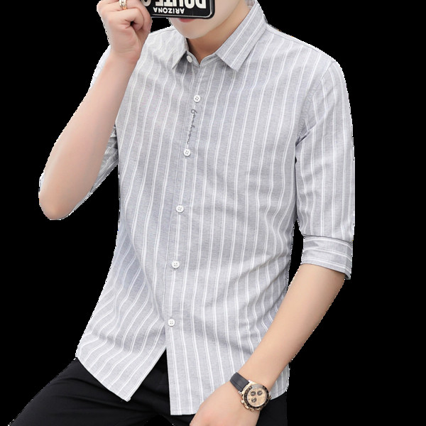 Aktuális férfi ing 3/4-es ujjal és klasszikus gallérral