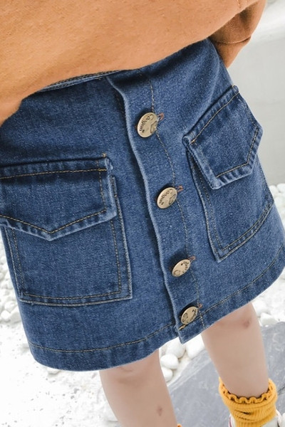 Laste teksaseelik tüdrukutele nööpide ja taskutega