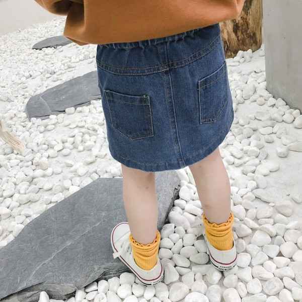 Laste teksaseelik tüdrukutele nööpide ja taskutega