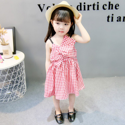 Modern kockás ruha lányoknak vékony pánttal