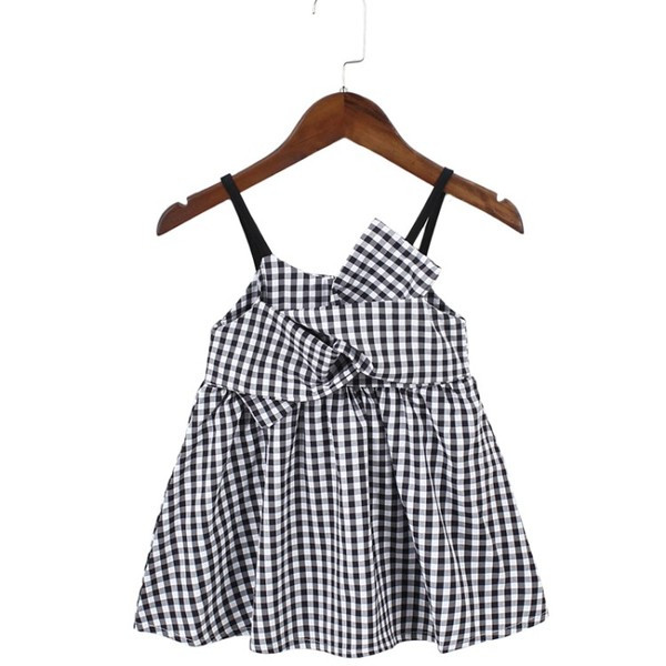 Modern kockás ruha lányoknak vékony pánttal