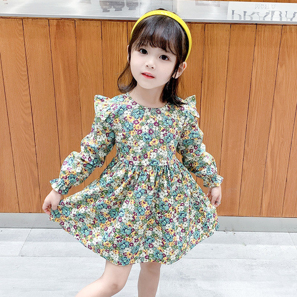 Új modell, korszerű gyermekruha lányoknak, hosszú ujjal, virágmintával